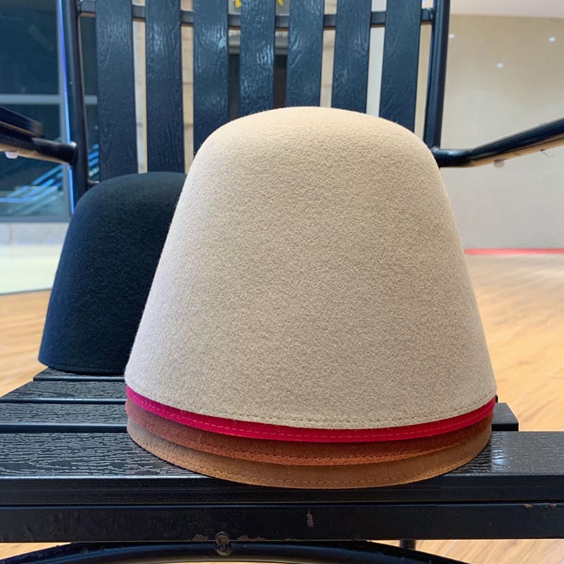Jednolity kolor Slouchy ciepłe czapki damskie 100% wełna schludny rondo czapka zimowa czapka filcowa stożek kaptur modniarstwo Fascinators blok baza