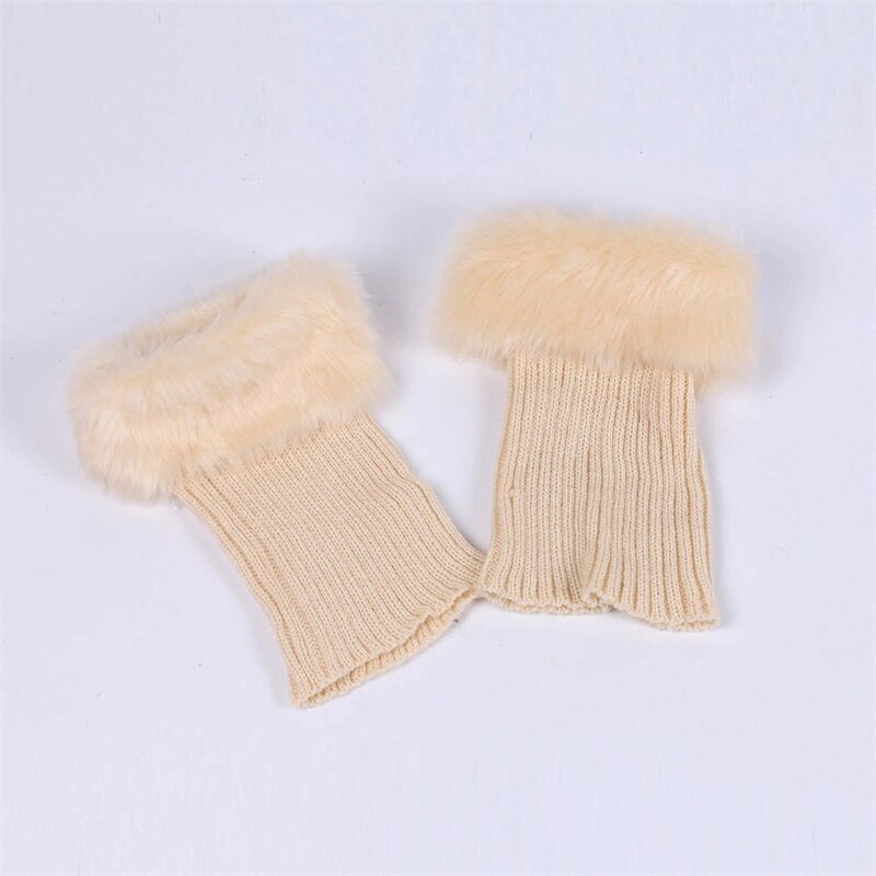 chaussettes hautes laine à tricoter chauffe jambe guettre chaussettes femme: Beige