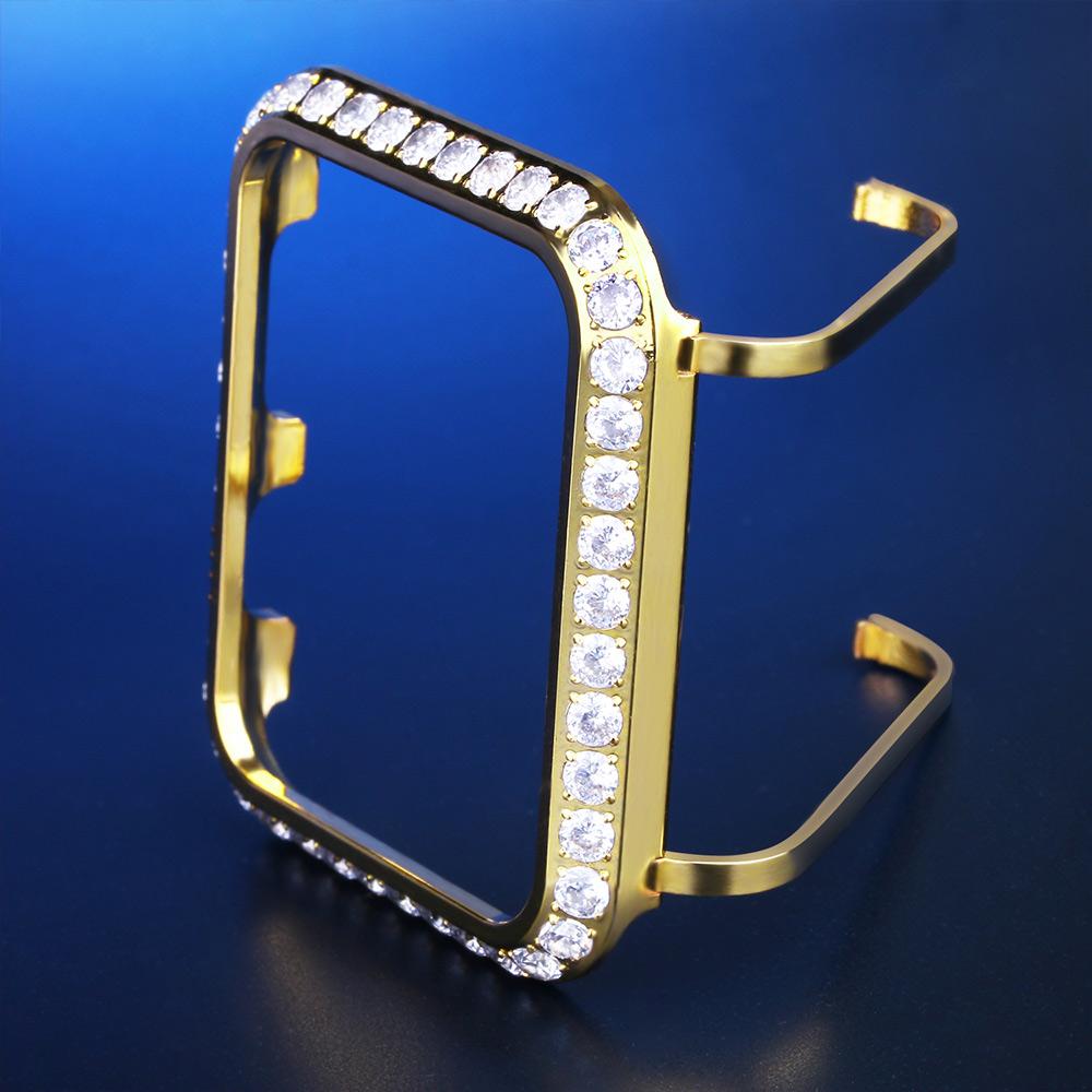 Iced out apple watch -kotelon kansi iwatch -kotelo 40mm/44mm valkokulta/kulta sarjalle 4 / 5 , cz -suojakuori naisille miehille