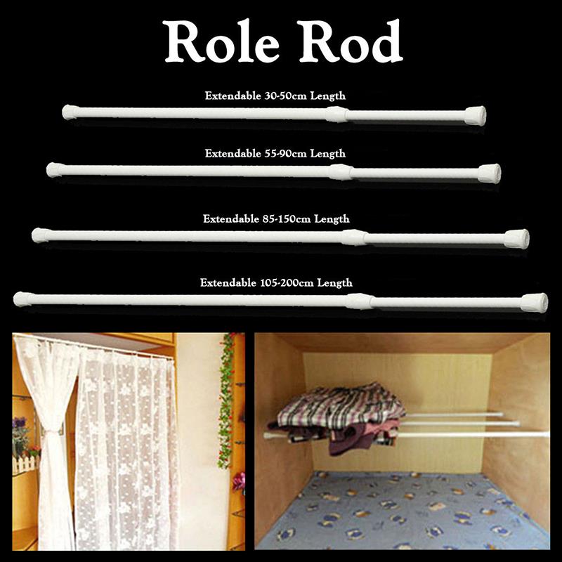 Spring Telescopic Net Voile Tension Curtain Curtain Rail Loaded Pole Rod Bathroom Hanging Shower Curtain Rod Adjustable Telescop