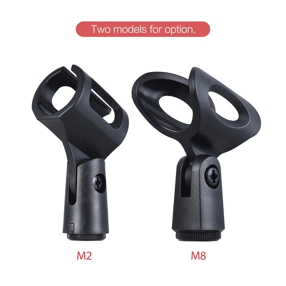 M-8 Plastic Mic Clip Microphone Holder 28mm Adjustable Tilting Angle for All 28mm Diameter Handheld Transmitters Microphones