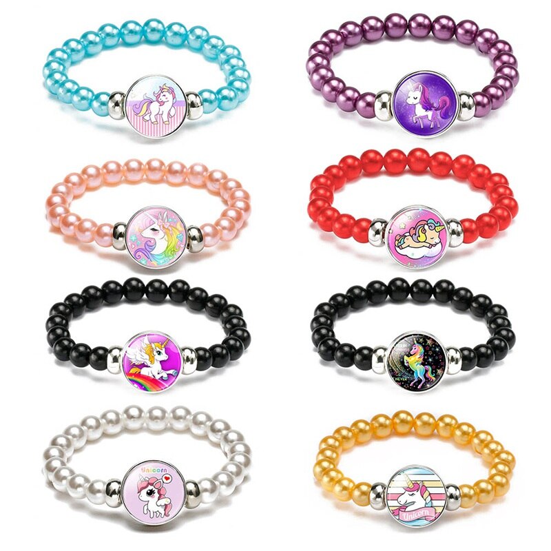 freundlicher Karikatur Einhorn Armbänder Schnur Schmuck Stein Armreif Einhorn Perlen Armbinde Geburtstag Partei freundlicher Armbinde