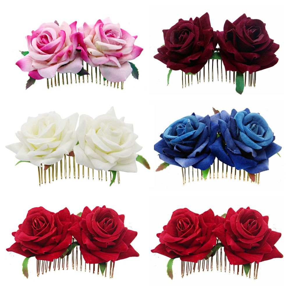 Peineta de flores para mujer, joyería de boda hecha a mano, tocado de graduación, accesorios para el cabello con dijes, 1 piezas