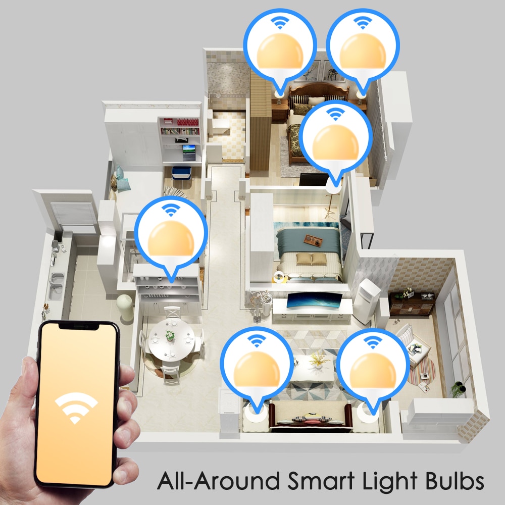 Dimbar 15w e14 wifi smart lyspære led lampe app betjene alexa google assistent stemmekontroll våkne smart lampe nattlys