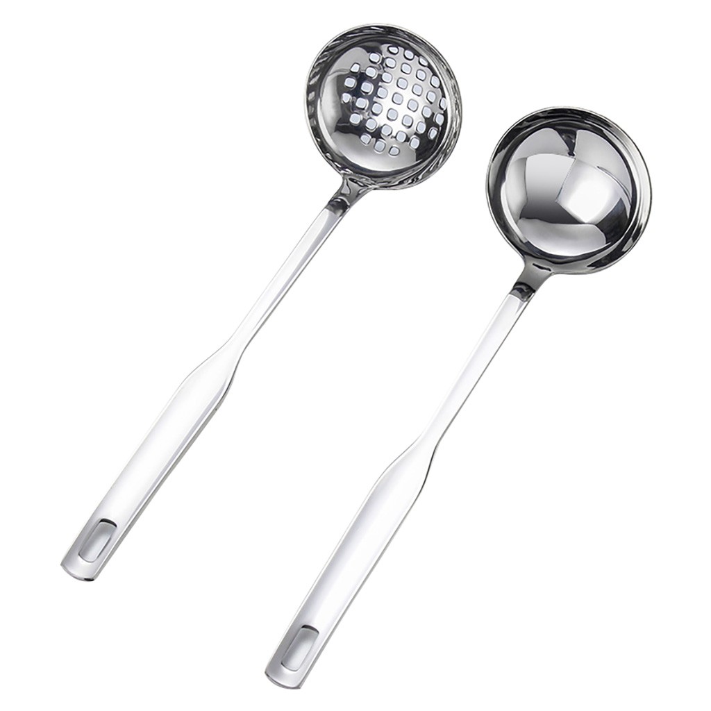 2Pcs Soup Ladle Colander Flatware Cookware Steel Slotted Spoon Cooking Utensil Soup spoon ложка ложки cucharas Dinner Spoon: Default Title