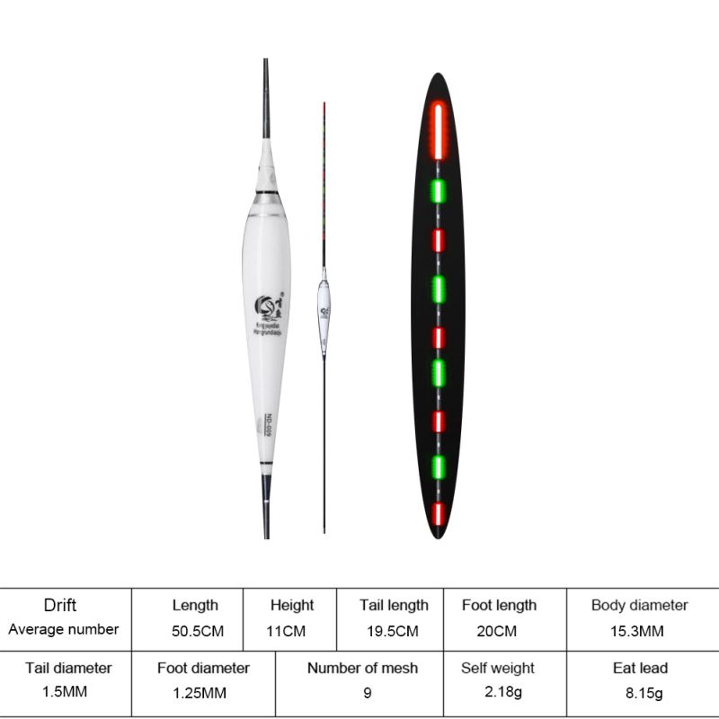 1Pc Smart Fishing Float Bite Alarm Fish Bite Aas Led Licht Kleurverandering Automatische Night Elektronische Veranderen Boei Visgerei: A9