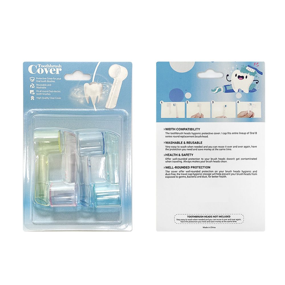 4 Pcs/Pack Toothbrush Head Protective Cover For Oral B Electric Toothbrush Dustproof Protective Cap Travel Supplies: Ivory