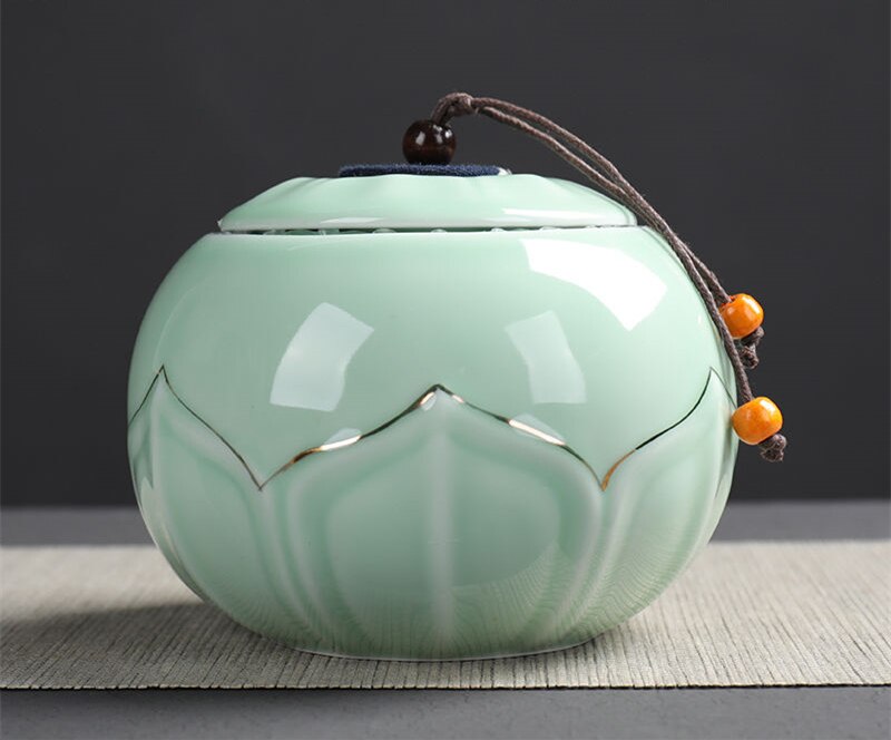 Stor kapacitet keramiske teopbevaringsdåser forseglet gryde til køkken krydderier organisator celadon porcelæn te kaffekrukker tank 9 stile: 01-13 x 9.8cm