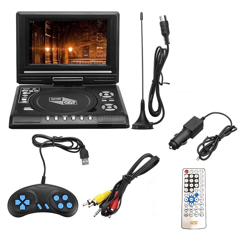 7.8 tommers tv hjemme bil dvd-spiller bærbar hd vcd cd  mp3 hd dvd-spiller usb sd-kort rca bærbar kabelspill 16:9 rotere lcd sn: Default Title