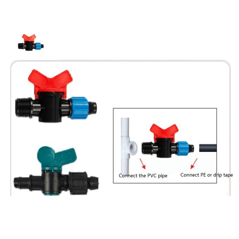 5pcs 16-Kinds Drip Irrigation Tape Ball Valves 1/2" Thread 16mm 20mm 25mm Barbed Connectors Trickle Irrigation Water Pipe Valve