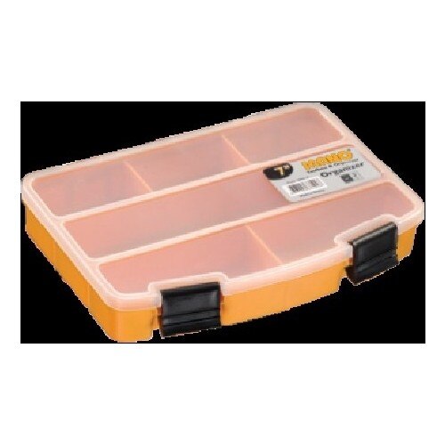 Mano grip liten gul plastorganiseringsboks 7 " / oppbevaringsboks / slagfast boks / gjennomsiktig deksel / ni rom