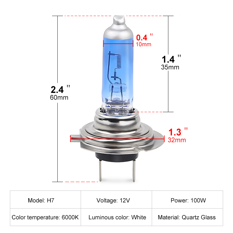 2 pz H7 55 W 100 W Lampadina Alogena 12 V auto Faro Lampadina H7 6000 k super luminoso Bianco Lampada Alogena auto Faro Lampadina di Ricambio