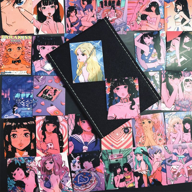 INS Pink Cute Girl Sticker DIY Scrapbook Bottom Collage Phone Diary Happy Plan Sealing Decoration Sticker