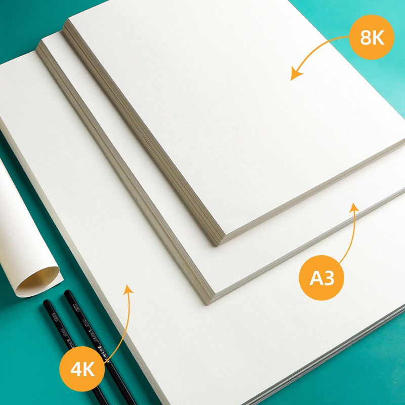 Art Students Use Sketching Paper 8K/4K/A3 Thick 160G Drawing Paper Student Hand-painted Gouache Paper Drawing Paper Waterslide