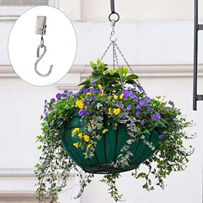 60 stuks gordijnclips met haken voor het ophangen van klemhangers, goothaken voor feestverlichting, buitendraadhouders