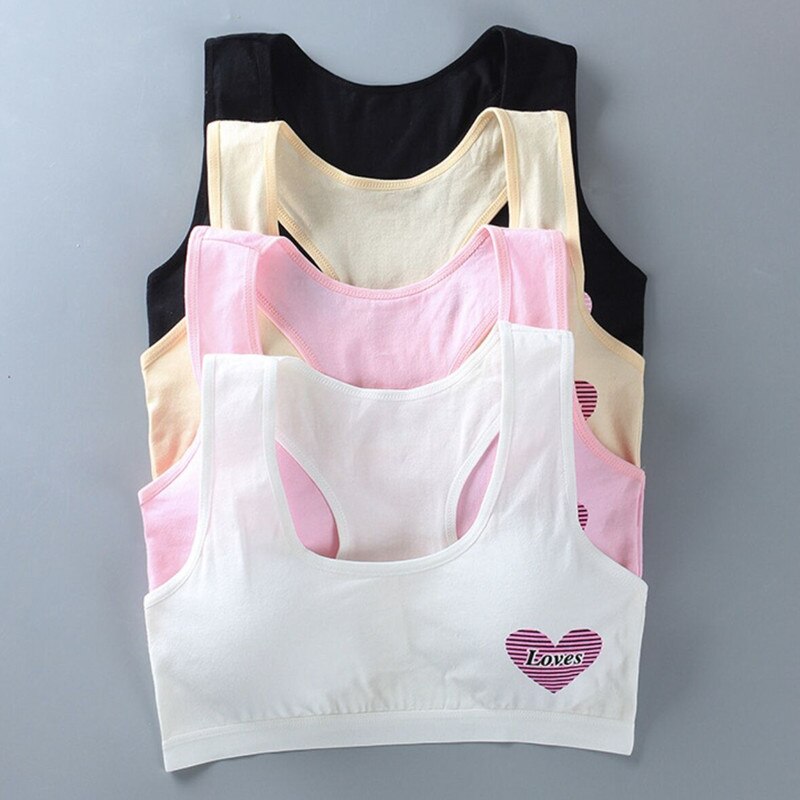 5pcs/Lot Cotton Young Girls Training Bra 8-18 Years Old Children Sports Wear Bras Teenage Undervest