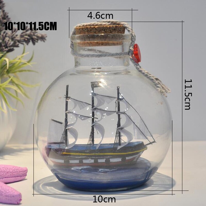 Boligindretning mini sejlads piratbåd skib lille træ kork glas drift charme ønsker flaske hætteglas valentinsdag