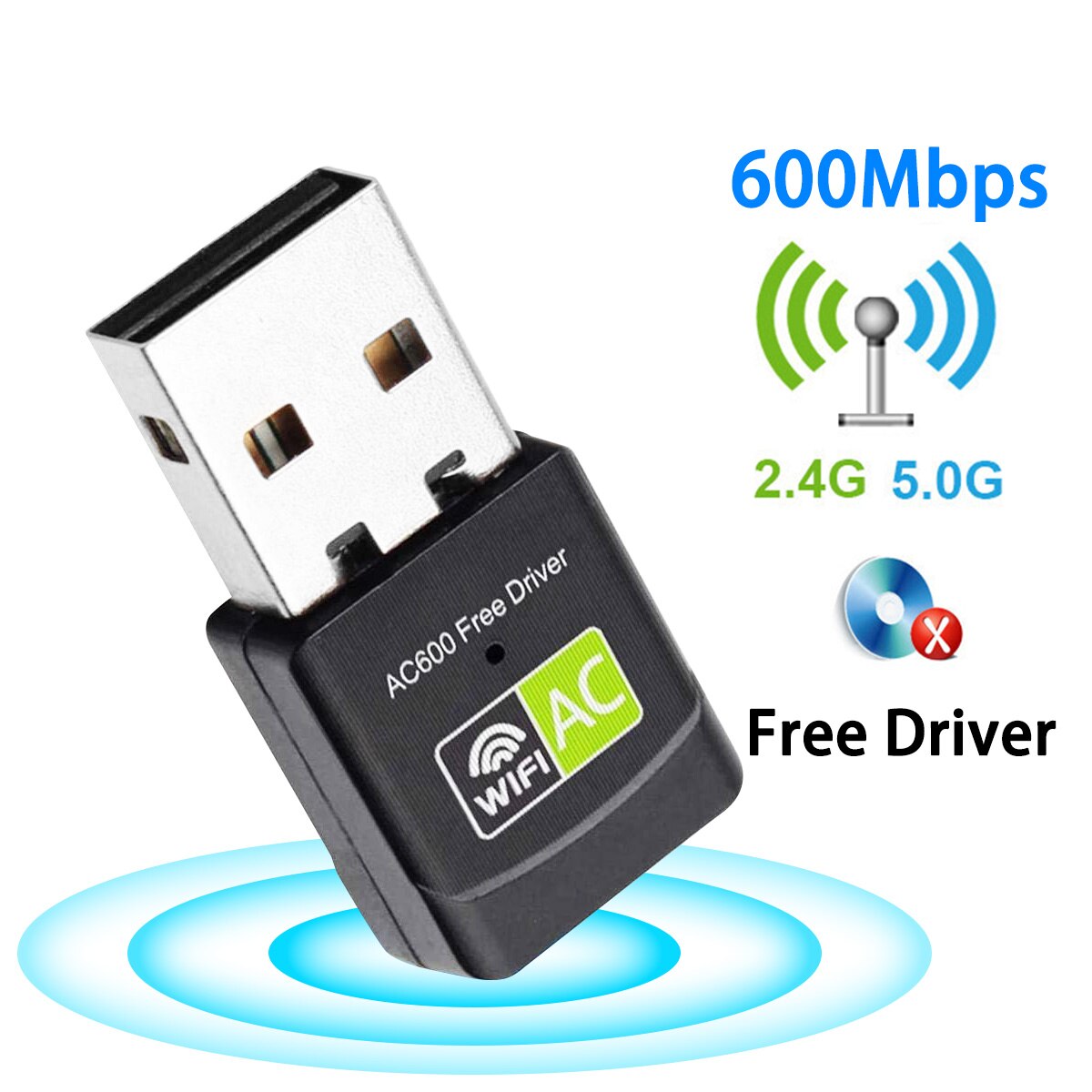 Anmone AC600 Usb Wifi Adapter 600Mbps 2.4G 5Ghz Wifi Netwerk Draadloze Wlan Ontvanger Hoge Snelheid Lan Card 802.11b/g/n Gratis Driver