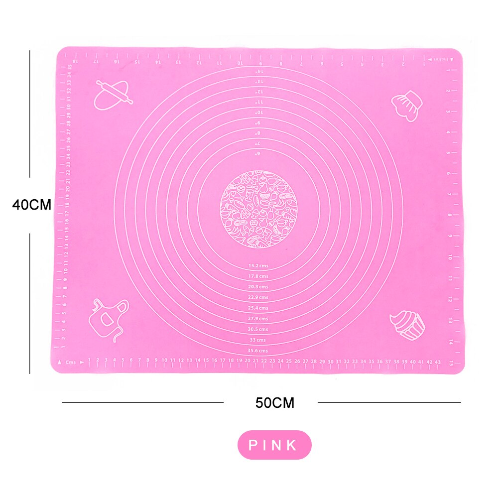 Feuille pour pâte à Pizza, pâtisserie, pâtisserie, ustensiles de cuisine, tapis de cuisson antiadhésif en Silicone: PINK - 50 x 40cm