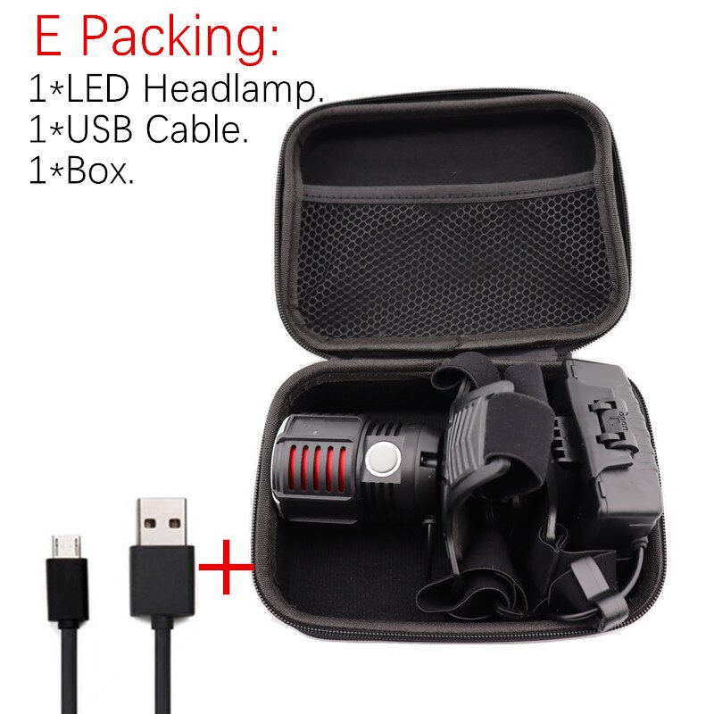 High XHP-70 LED ZOOM Headlamp zooming Head Lamp USB charging Waterproof fishing headlight: E Packing / No Battery