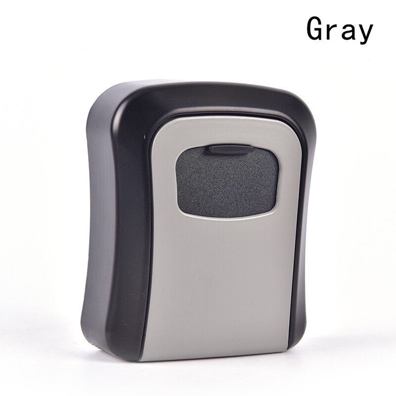 Key Lock Box Wall Mounted Aluminum Alloy Key Safe 4-digit Password Storage Box Weatherproof Outdoor: Gray