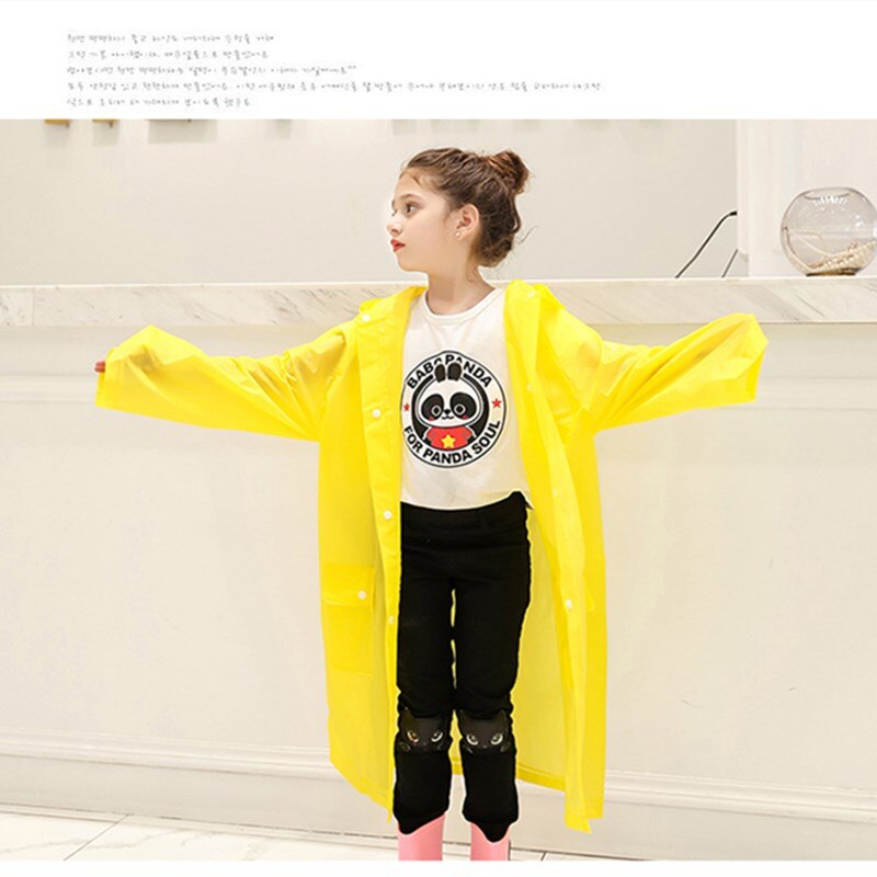 Kids Long Transparent Plastic Raincoat Rain Coat Poncho Waterproof Hooded Rainwear Children Girl Boy Rain Jacket