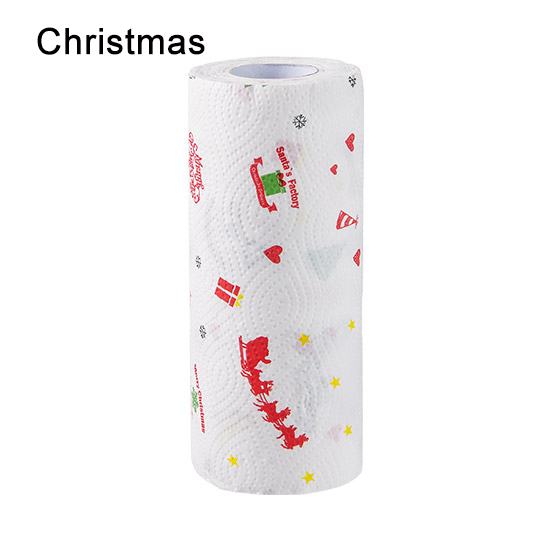 50 piezas de papel de trapo de limpieza desechable, papel para cocina, papel para secar, toalla de mano, cartón, paño absorbente, toallas de papel para platos: Christmas