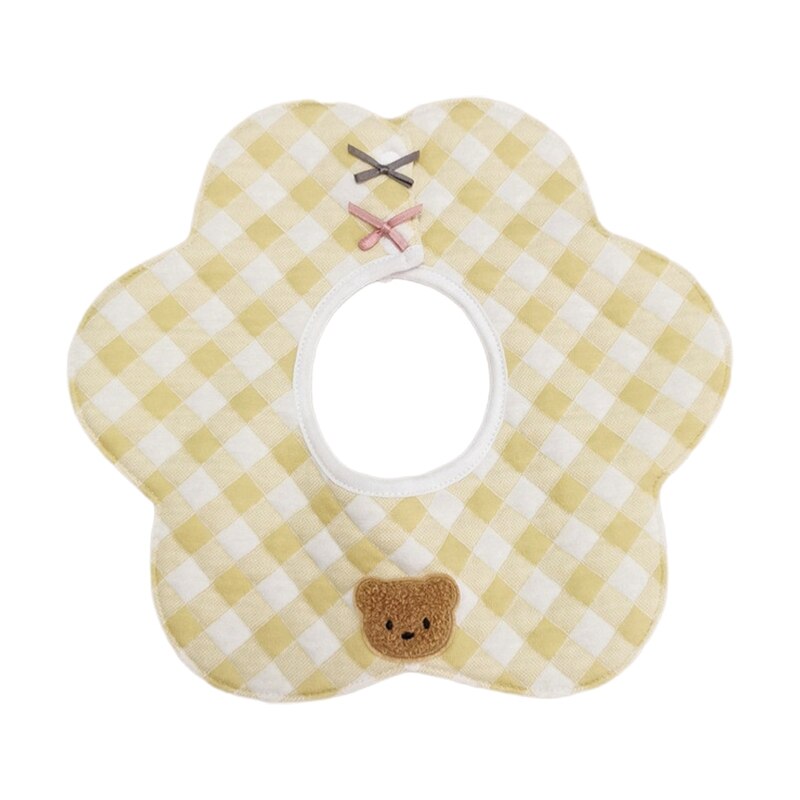 Cartoon Beer 360 Graden Rotatie Burp Doek Baby Bloemvorm Voeden Bib Bandana Sjaal Muli Lagen Zachte Puur Katoen: Yellow