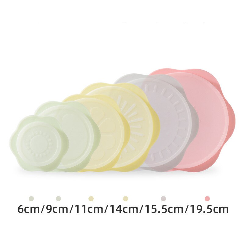 Silicone Stretch Lids, 6 Pcs of Silicone Food Covers, Reusable Bowl Lids Food Cover Wrap for Platters, Dishes, Jars and Freezer: 6 pcs
