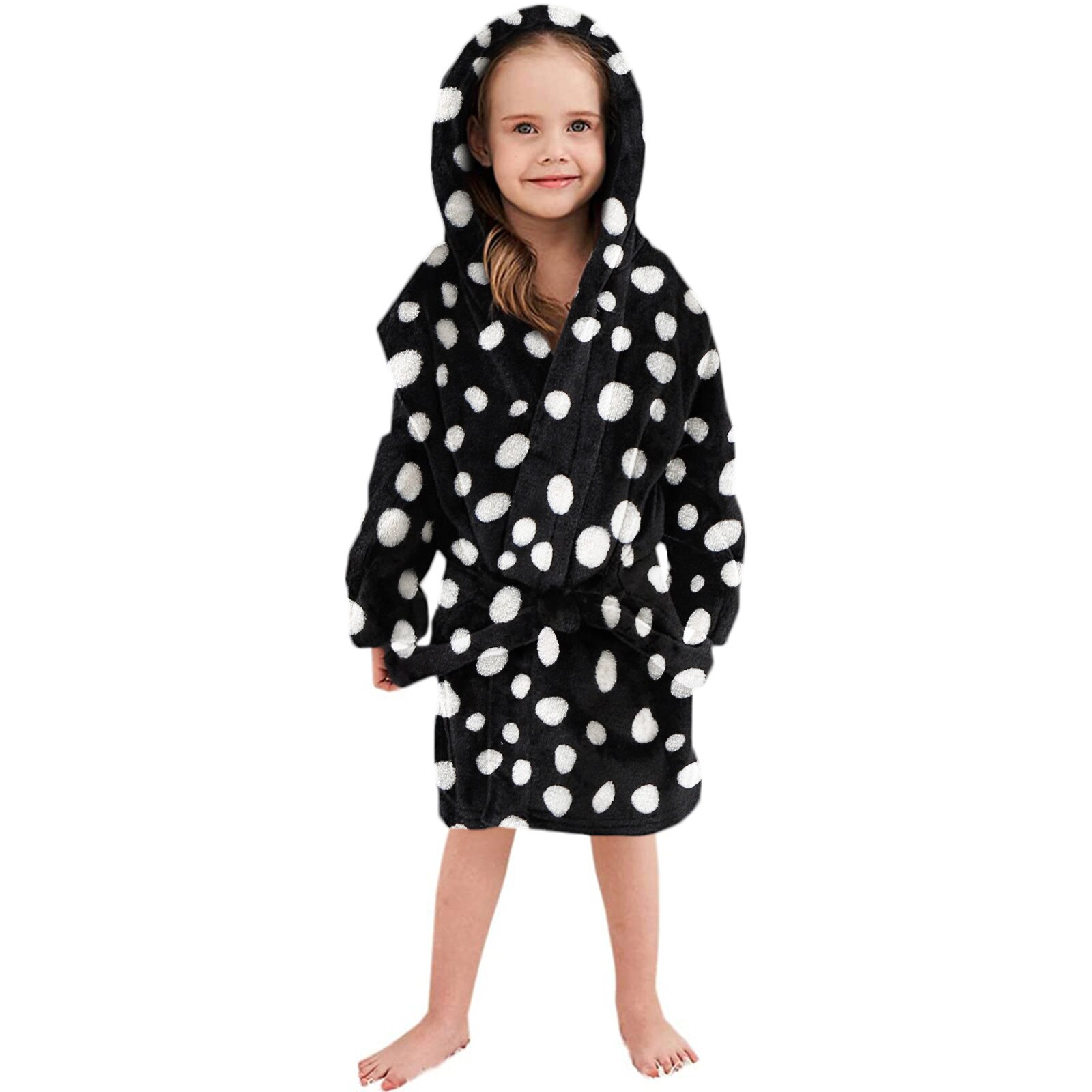 Criança camisola criança meninos meninas moda inverno manter quente com capuz grosso quente flanela roupão noite-roupão pijamas 5-6 roupas