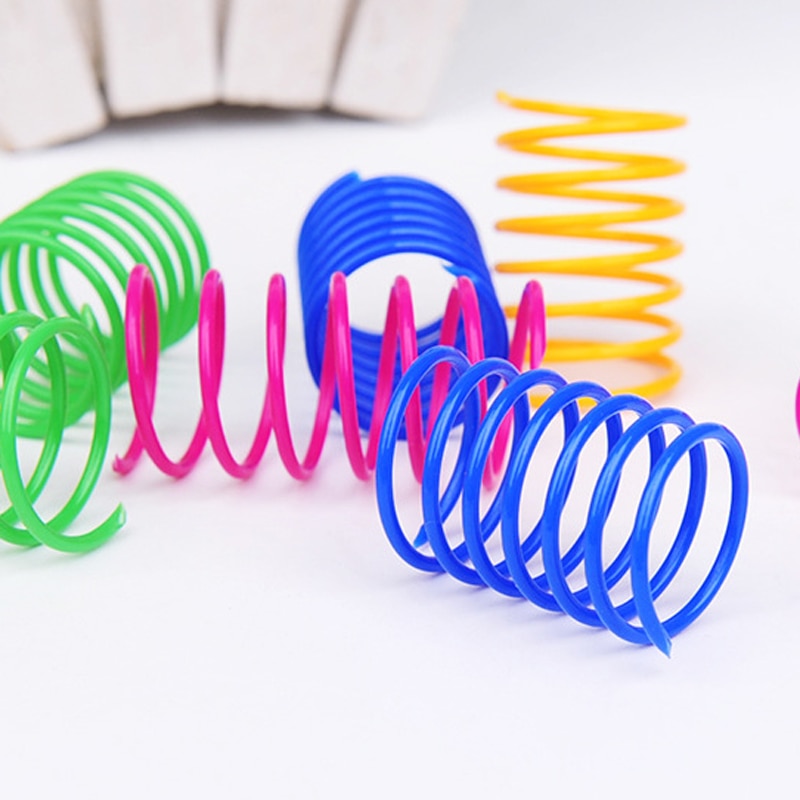 20PCS Plastic Spring Cat Toy Colorful Bounce Spring Cats Pet Toys