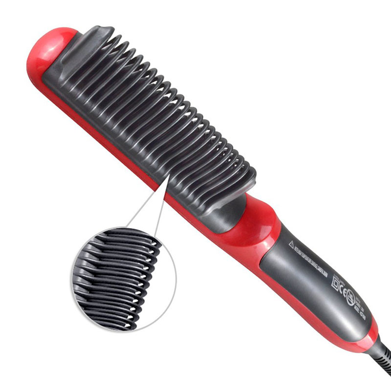 Cepillo alisador de pelo eléctrico y duradero, peine de cerámica con calefacción LCD, alisador de pelo, enchufe de la UE