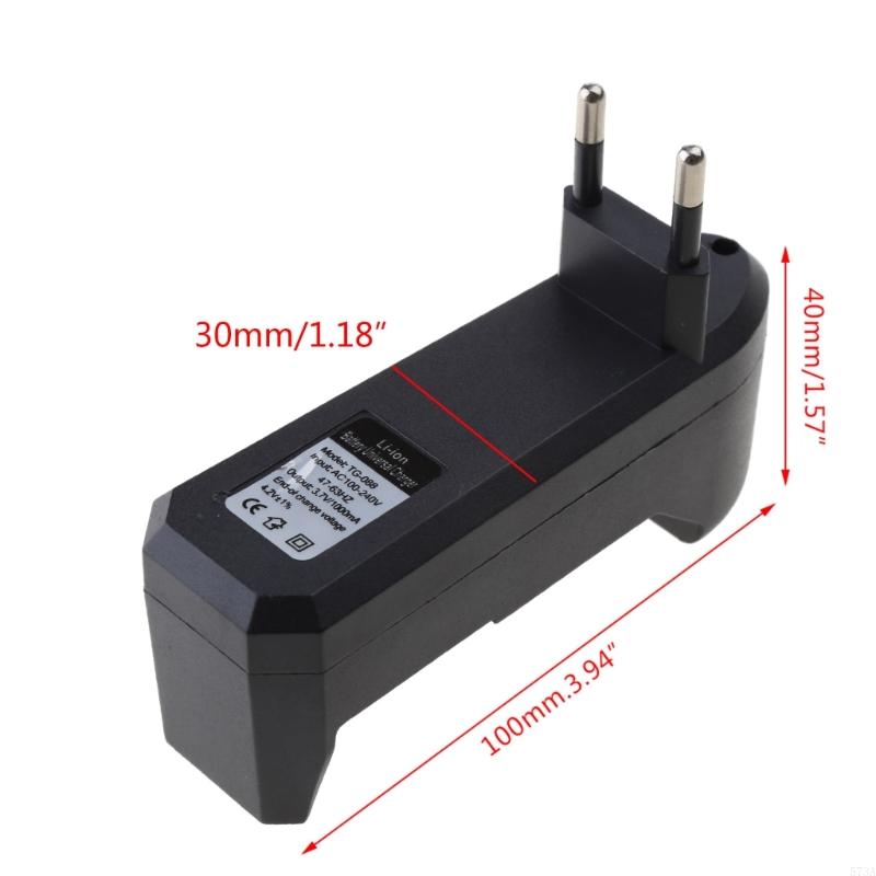 573A 3.7V Rechargeable 18650 Battery Charger 1 Bay Li-ion Home 2-round Pins Plug Adapter for Lithium Batteries 14500 16340