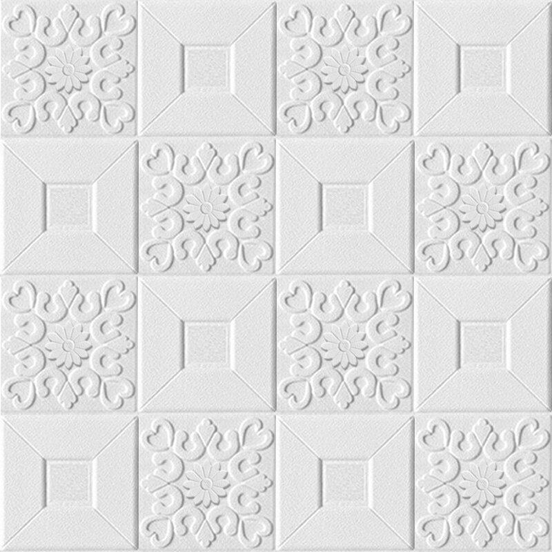 70*70cm 3d wallstickers takklistremerke takdekorasjon skumtapet vanntett gjør-det-selv tapet stuedekorasjon: Hvit