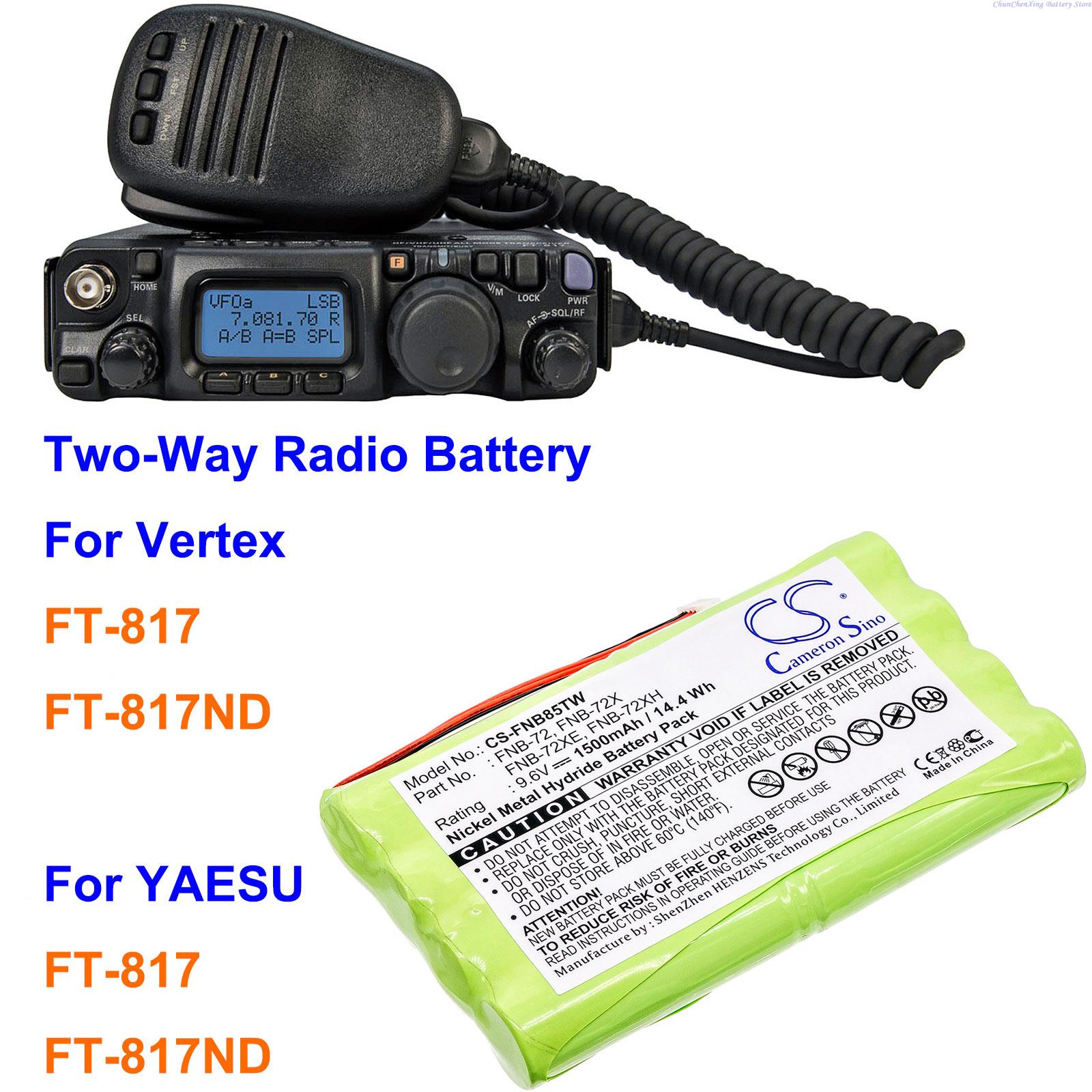 Batería de radio bidireccional de 9,6 V y 1500 mAh FNB-72,FNB-72x,FNB-72xe,FNB-85,FNB-72xx,FNB-72xh para Vertex/YAESU FT-817, FT-817ND, FT-818