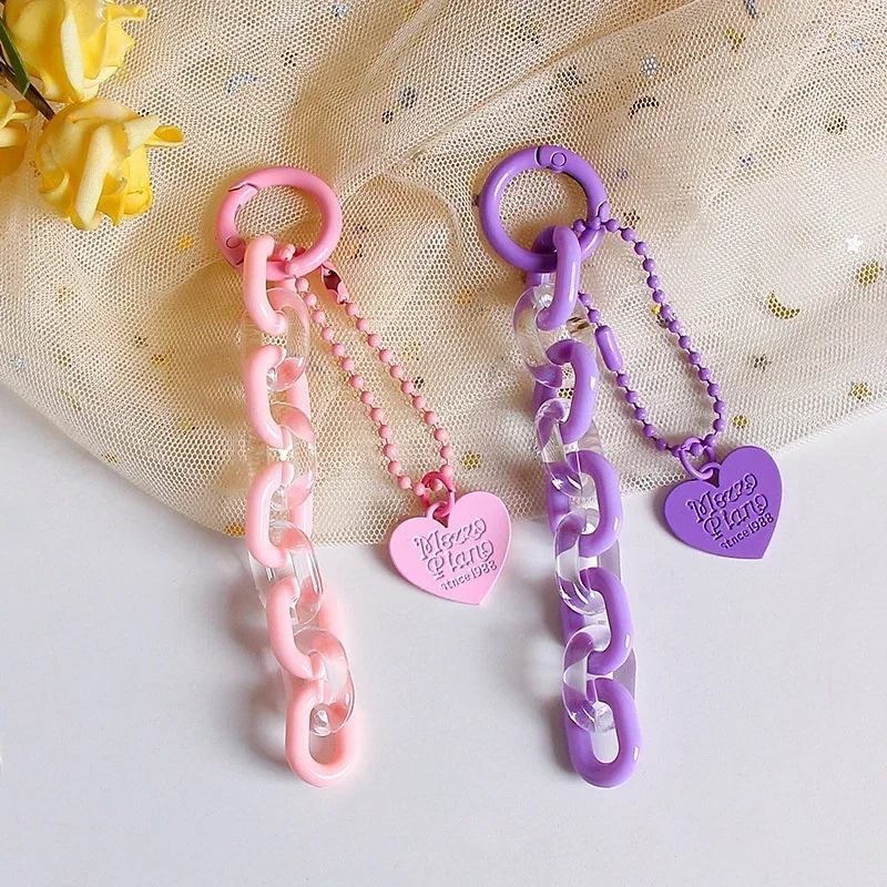 Porte-clés en forme de cœur, dessin animé doux, pendentif, chaîne créative, sac à la , accessoires de décoration suspendus,