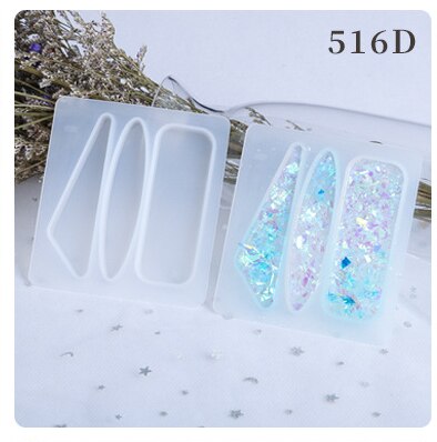 DIY Hairpin Resin Mold Crystal Epoxy Hairpin Silicone Mold Handmade Head Flower Hairpin Pendant Earring Mold: 516D