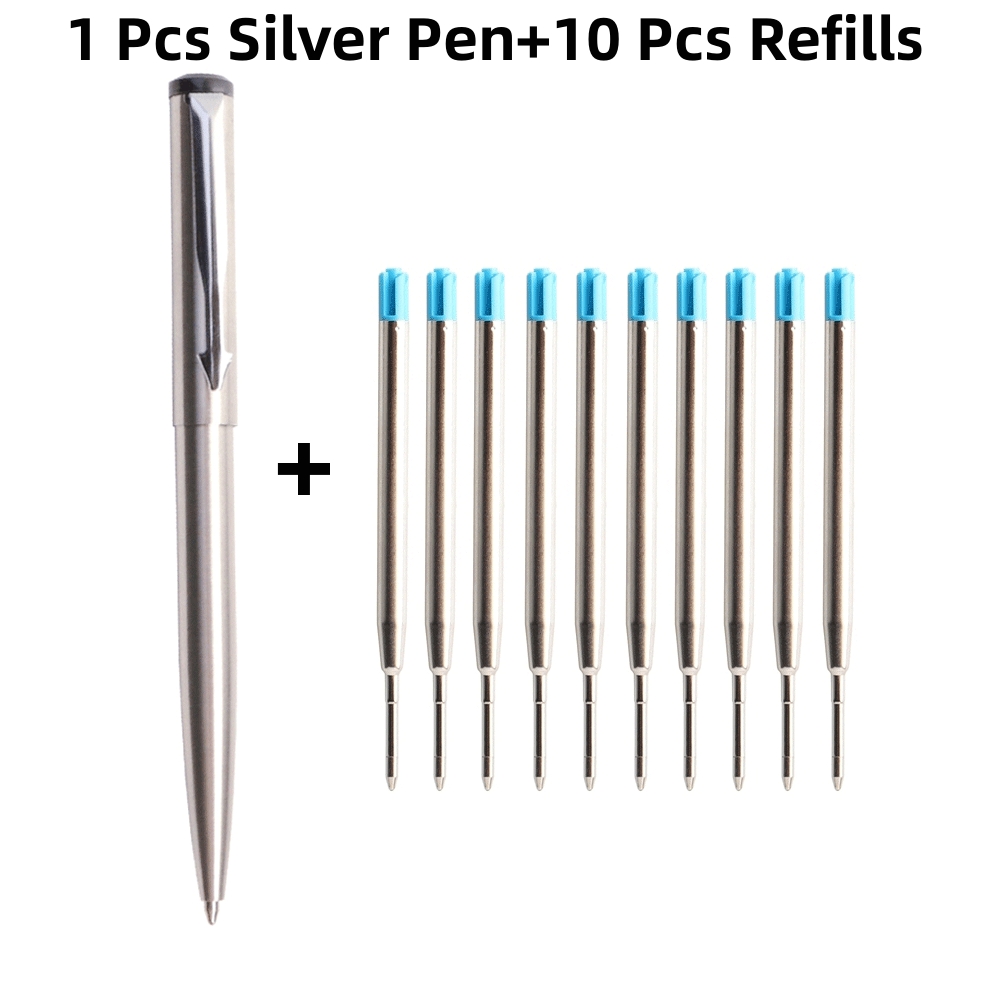 Metal Ballpoint Pen Press Style Commercial Pens For School Office Stationery Supplies Core Automatic Ball Pen: PURPLE / Blue