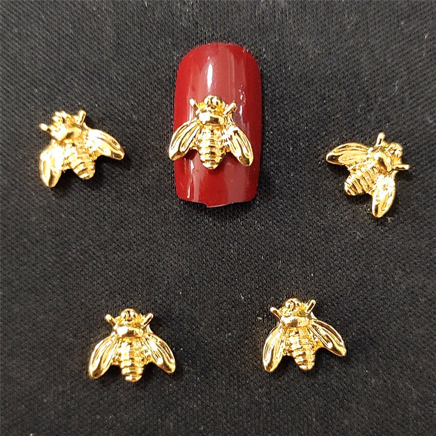 20Pc Grote Nail Art Metal Nail Decoratie 3d Kawaii Insect Dier Dekors Bling Nailart Supply Charms Bee Stud Platte terug Strass