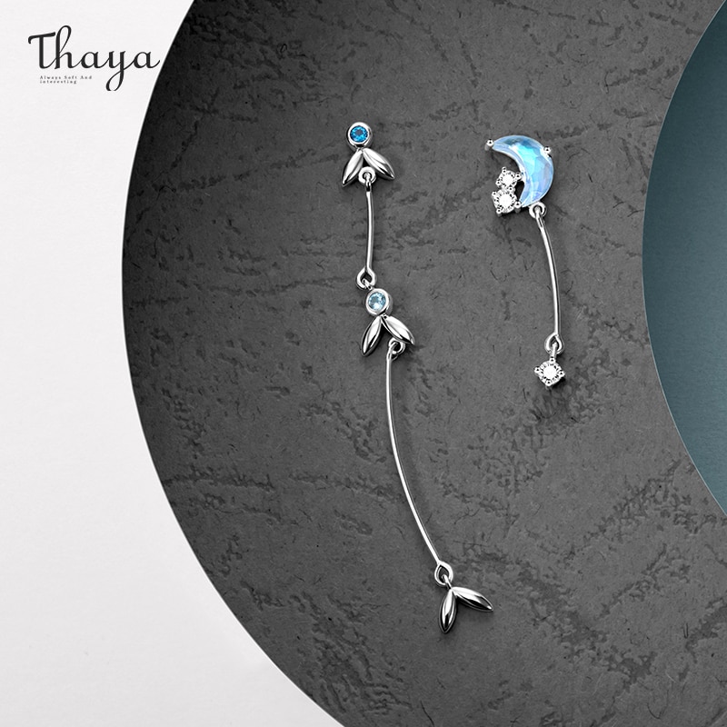 Thaya S925 Sterling Silver Moonlight Earring Cubic Zircon long Tassel Stud Earrings For Women Fine Jewelry