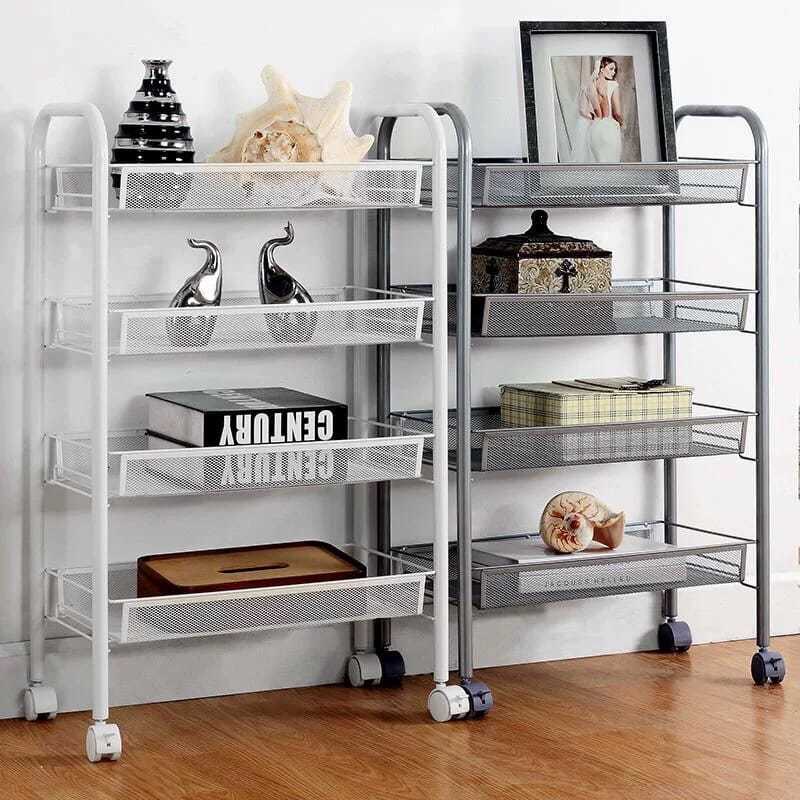 Hjemmevogn oppbevaringsstativ stue jernorganisator hylle flerlags baderomsoppbevaring multifunksjonell tralle med hjul
