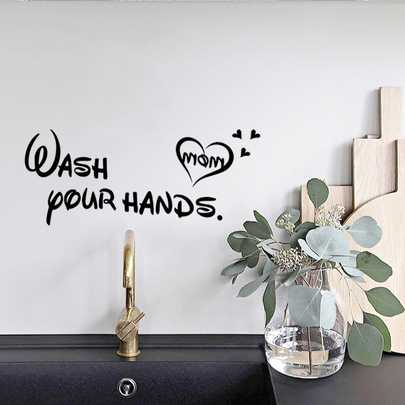 wash your hands Wall Sticker for bathroom Health home decoration Mural Art font Decals wallpaper Hand basin stickers