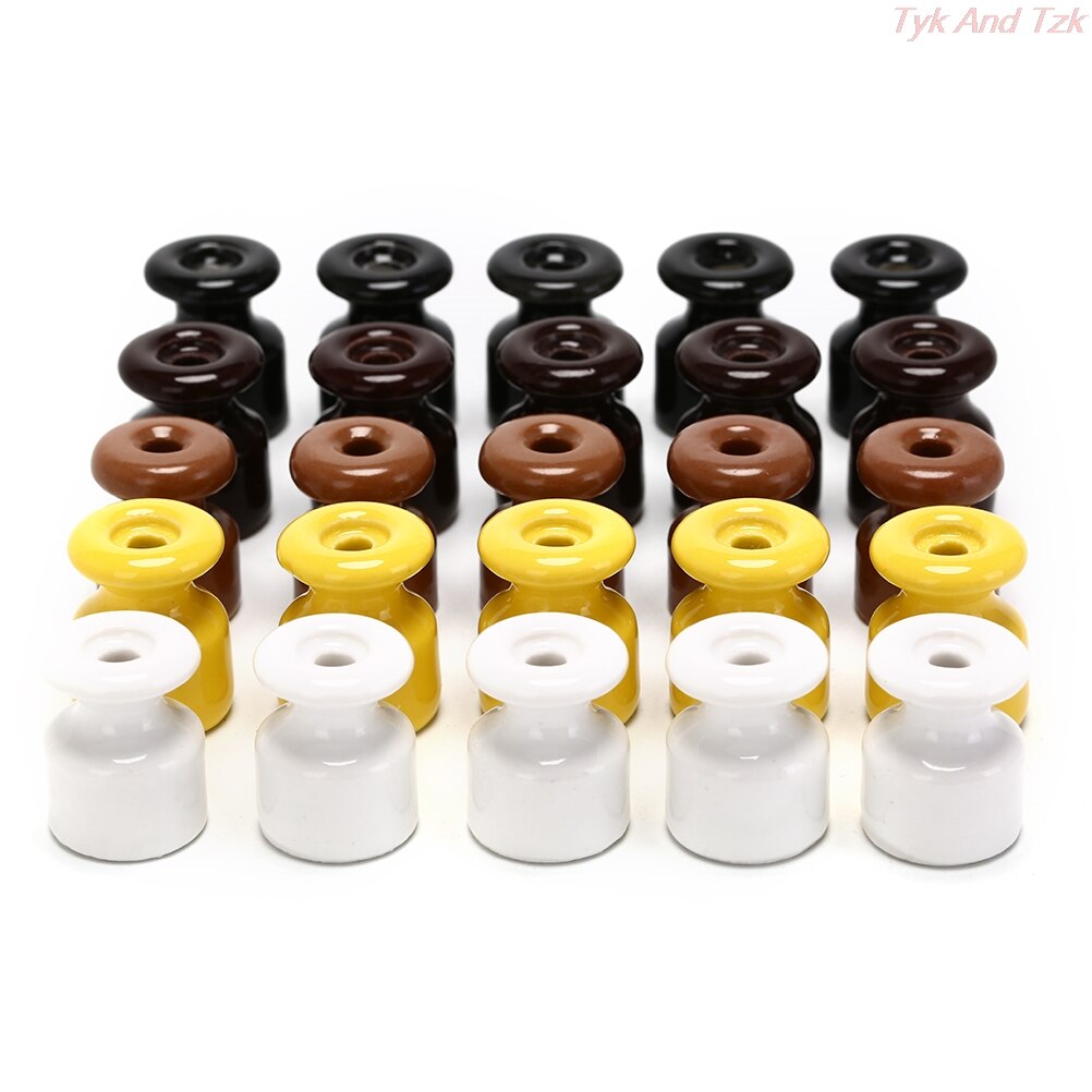 Isolant électrique en porcelaine, pour câblage mural, isolant en céramique haute fréquence, 5 couleurs, 5 pièces/lot