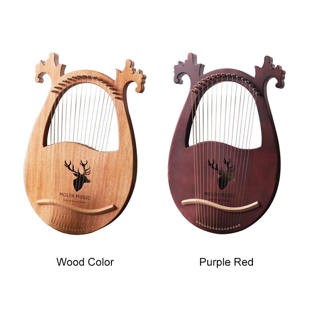 Lyre ARPA de madera maciza cóncava de instrumento Musical venado en forma de 6 cuerdas de viaje entretenimiento portátil