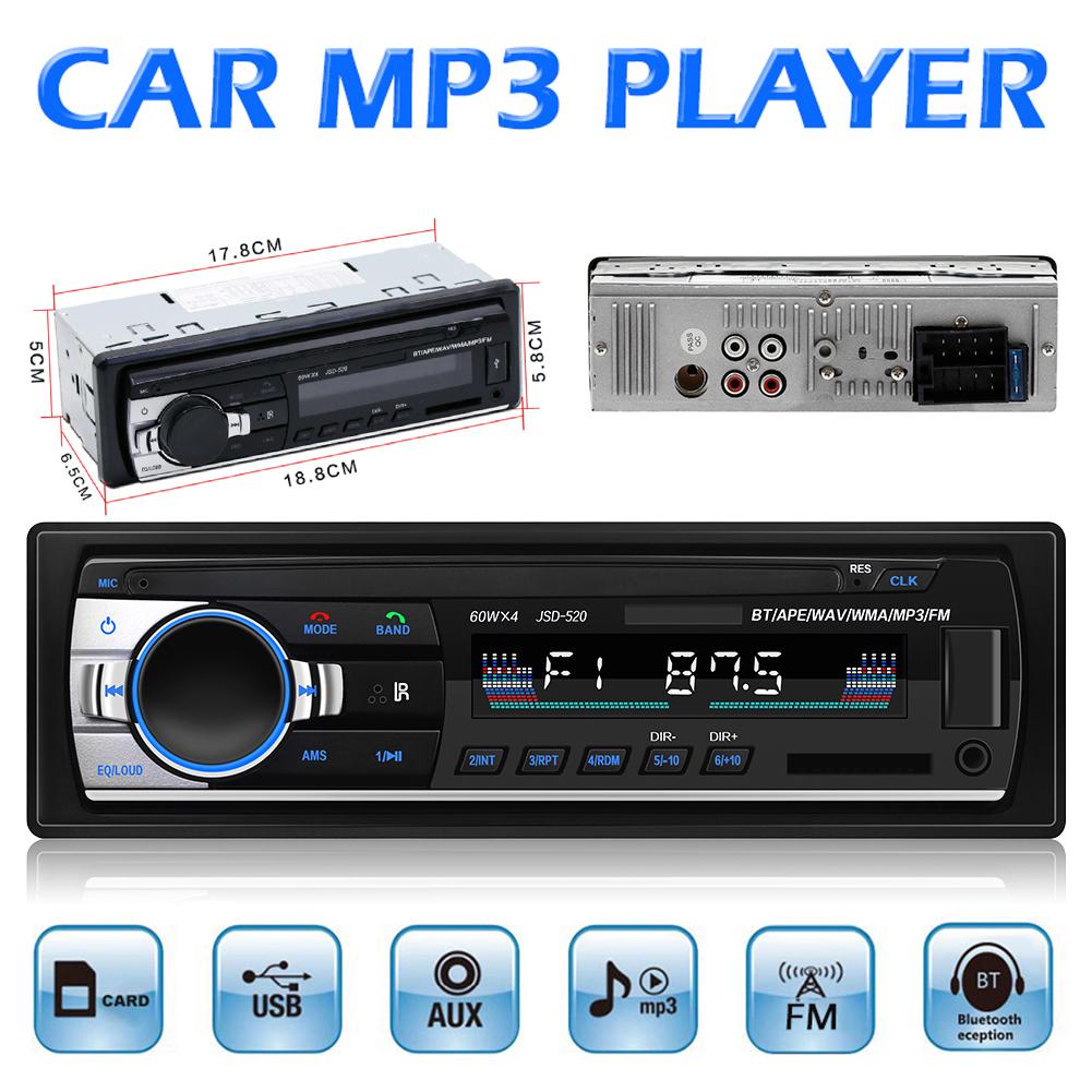 Car Stereo In Dash Bluetooth Mp3 Player Aux Input Usb Fm Radio Receiver Classic Stereo Audio Player Car Electronic MGO3