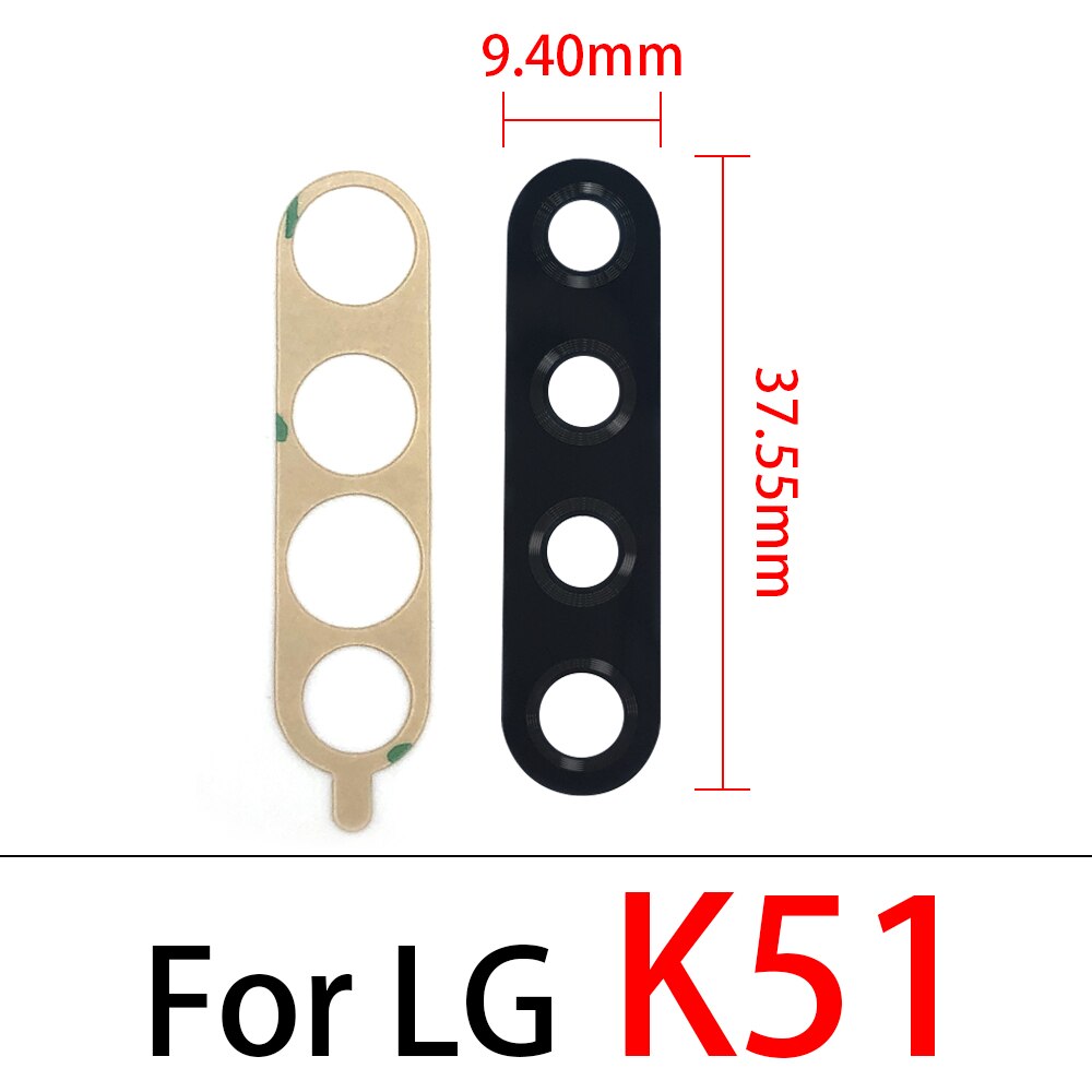Couvercle d'objectif de caméra arrière en verre pour LG V20 V30 V40 G5 G7 Q6, pièces de rechange avec autocollant adhésif, 2 pièces: K51