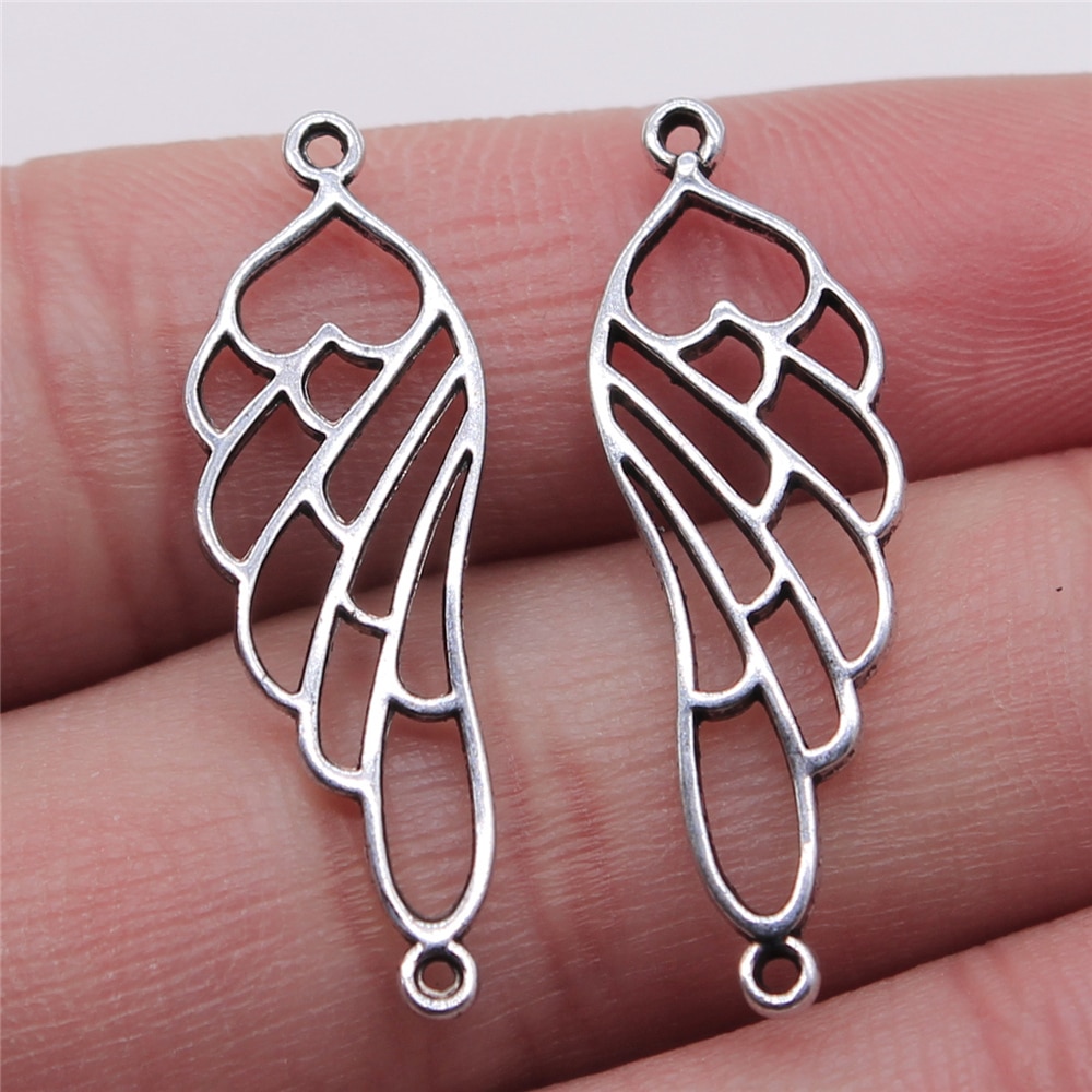 WYSIWYG 15 pièces 10x32mm creux papillon ange ailes connecteur breloques bricolage fabrication de bijoux trouver couleur argent Antique