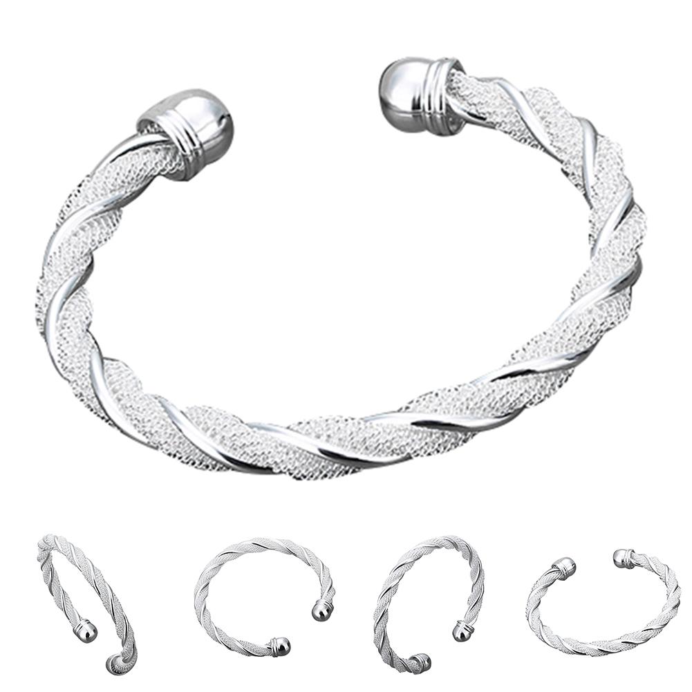 Frauen's Einfache Silber Überzogene Twist Manschette Armreif Öffnen Armbinde Schmuck Öffnung Armreif Schmuck Einfache