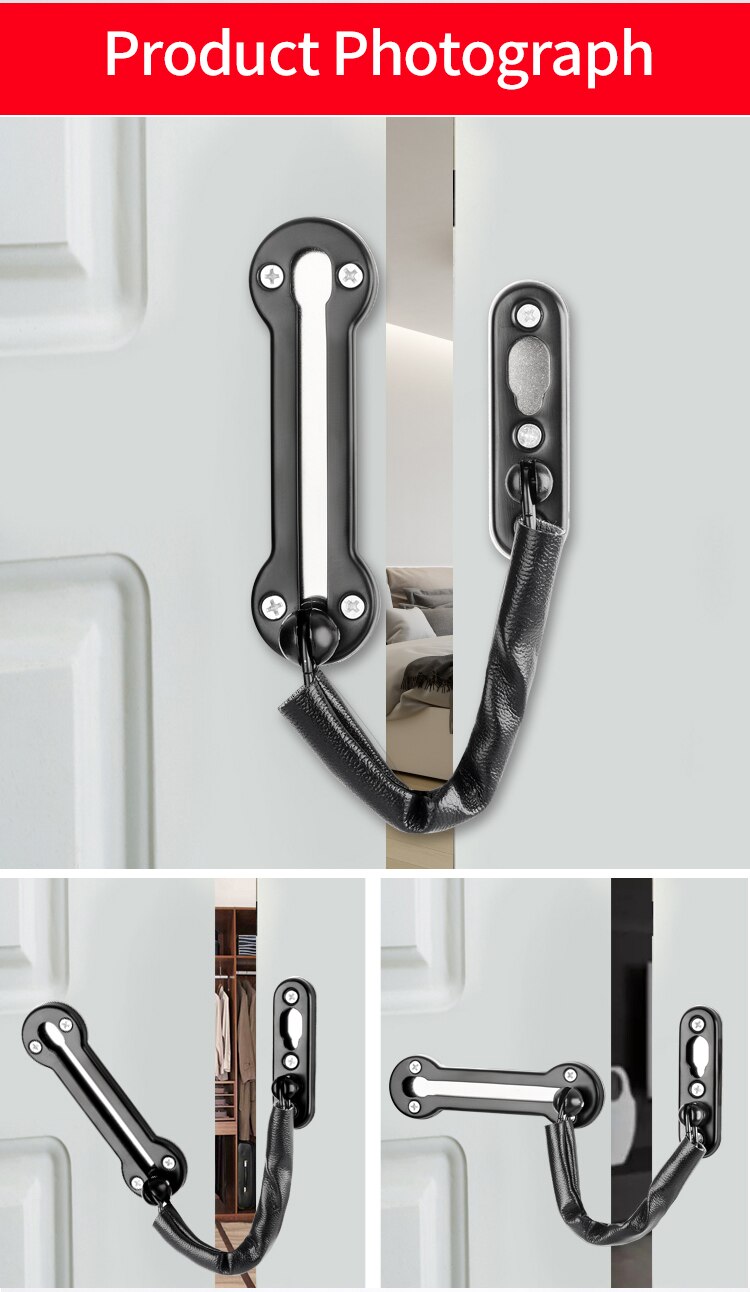 WV Anti-theft Stainless Steel Hotel Door Chain Latch Safety Guard Security Lock Security Limiter Tools Hardware for Home Door