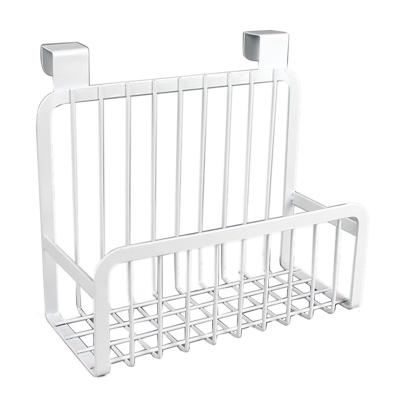 Iron Mesh Shelf Basket Cupboard Cabinet Door Organizer Rack Closet Holders Hanging Under Shelf Home Kitchen Storage Basket Rack: 02 white